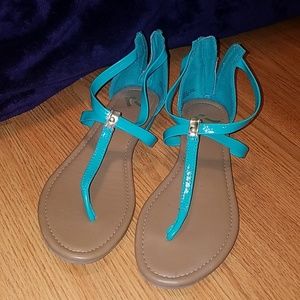Strappy blue sandles